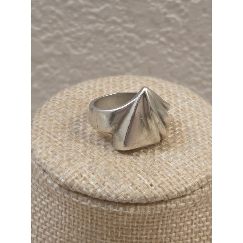 Heavy 1980s Sterling Silver Taxco Modernist Ring Size 7.5 - Picture 5 of 9